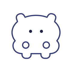 Cute hippo cartoon line style icon vector design