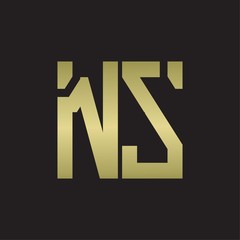 NS Logo with squere shape design template with gold colors