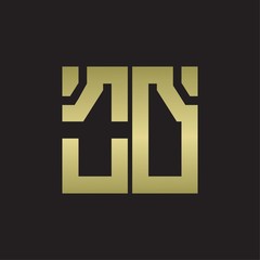 OD Logo with squere shape design template with gold colors