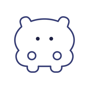 Cute hippo cartoon line style icon vector design
