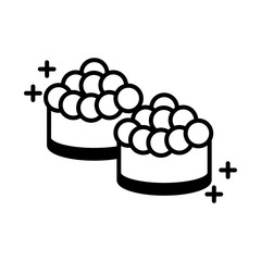 sushi oriental menu raw red caviar food line style icon
