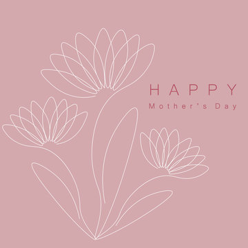 Mothers Day Card With Flowers Pink Vector Illustration