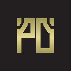 PD Logo with squere shape design template with gold colors