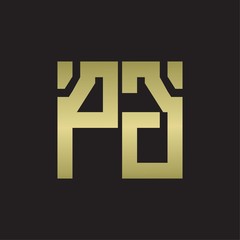 Fototapeta premium PG Logo with squere shape design template with gold colors