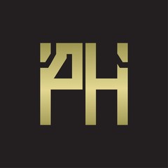 PH Logo with squere shape design template with gold colors