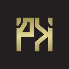PK Logo with squere shape design template with gold colors