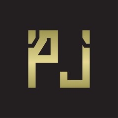 PJ Logo with squere shape design template with gold colors