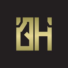 QH Logo with squere shape design template with gold colors