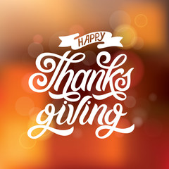 Vector illustration. Happy Thanksgiving Day typography vector design for greeting cards and poster on a textural background design template celebration.Happy Thanksgiving inscription, lettering.