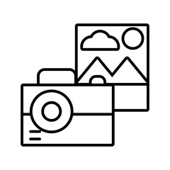 photographic camera on white background