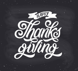 Vector illustration. Happy Thanksgiving Day typography vector design for greeting cards and poster on a textural background design template celebration.Happy Thanksgiving inscription, lettering.