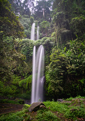 Sendang Gile and Tiu Kelep waterfalls long exposure shot on Lombok in Indonesia
