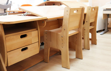 school tables and chairs showroom