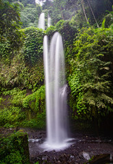 Sendang Gile and Tiu Kelep waterfalls long exposure shot on Lombok in Indonesia