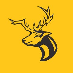 Deer mascot logo silhouette version. Deer in sport style, mascot logo illustration design vector