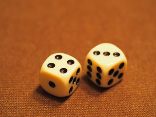 Pair of White Dice with Lucky Seven Roll