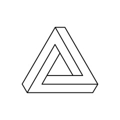 Linear impossible triangle. Optical illusion. Vector 3d illustration icon.