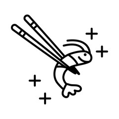 sushi oriental menu chopsticks with shrimp food line style icon