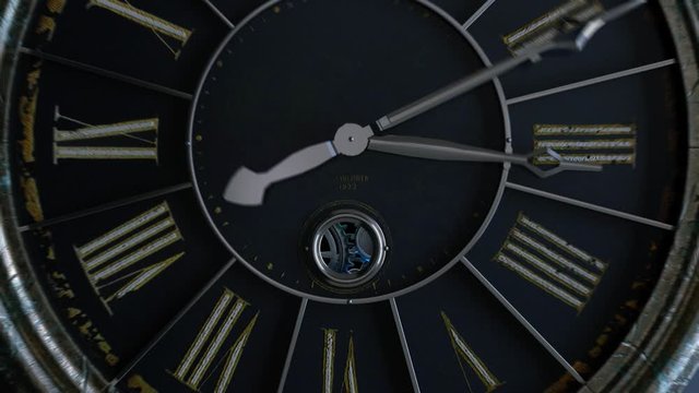 The camera flies through the mechanism of the old clock.Alpha chanal