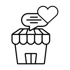 shop front with striped tent on white background