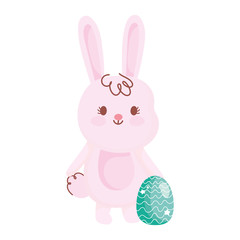 happy easter, cute rabbit with egg decoration ornament