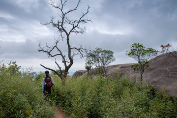 Obraz premium Outdoor enthusiasts are climbing mountains
