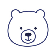 Cute bear cartoon line style icon vector design