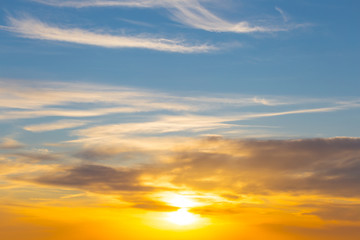 Fototapeta premium dramatic sunset over the cloudy sky, good natural background
