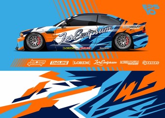 Race car graphic livery design. Abstract sport racing background for wrap race car, rally, drift car, cargo van, pickup truck and adventure vehicle. Full vector Eps 10. © zoulgraphic