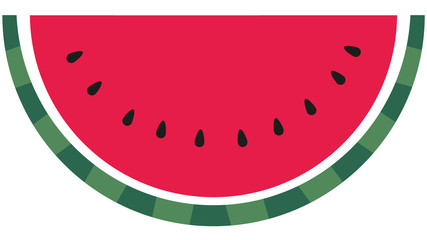 Slice of red ripe watermelon with dark seeds isolated on white background. Graphic of water melon illustration, icon, clip art. Summer concept, freedom symbol, racism symbol. Fruit, berry drawing