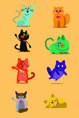 cat set on yellow background