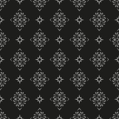 Modern seamless pattern on a black background. The texture of the wallpaper. Vector illustration