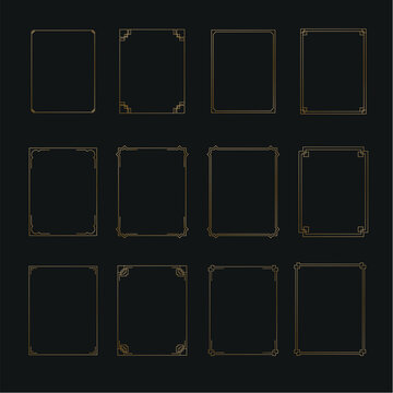 Art Deco gold horizontal frames and borders collection 2. Trendy gatsby design elements. Retro style. Isolated. Vector.