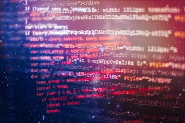 Web programming functions on laptop on laptop. IT business. Python code computer screen. Mobile application design Concept.