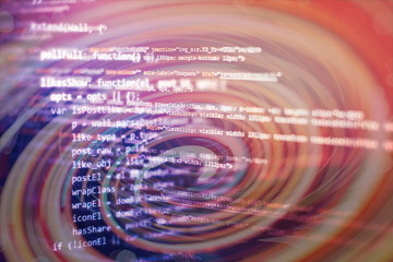 Web programming functions on laptop on laptop. IT business. Python code computer screen. Mobile...