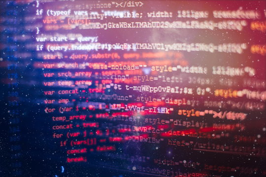 Web programming functions on laptop on laptop. IT business. Python code computer screen. Mobile application design Concept.