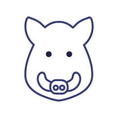 Cute boar cartoon line style icon vector design