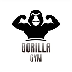 Vector illustration of gorilla bodybuilder, isolated on the white background.