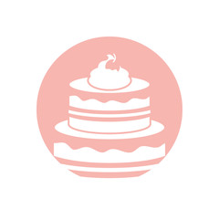 Isolated sweet cake silhouette style icon vector design