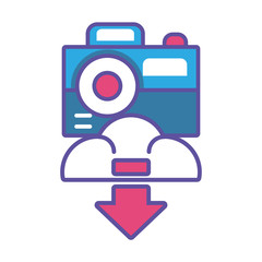 download information in the cloud in white background