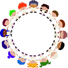 Close-up group of happy children Community or childhood with children of a different culture. kindergarten. 