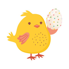 happy easter, cute chicken holding dotted egg decoration