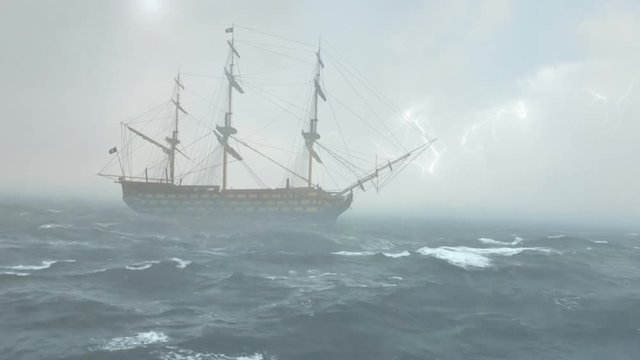 sailing ship in the sea 