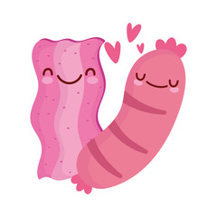 bacon and sausage menu character cartoon food cute