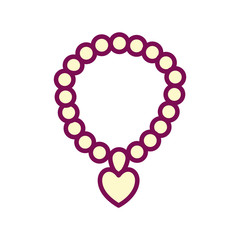 necklace with heart line and fill style icon vector design