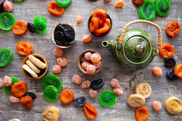 bright, fresh and sweet dried fruits and candied fruits