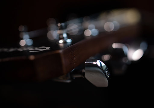 Closeup Of A Guitar, Guitar String Tensioners, Macro Photo