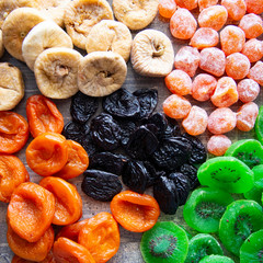 bright, fresh and sweet dried fruits and candied fruits