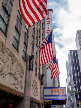 NEW YORK CITY. The Radio City Music Hall At Rockefeller Center. Facade During The Day