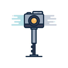 camera over tripod line fill block style icon vector design